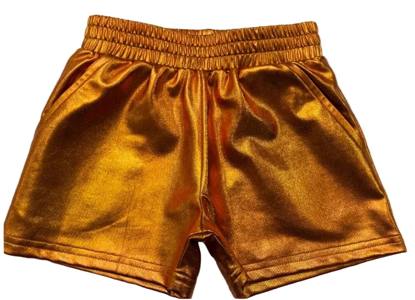 Lulu Bebe Zola Metallic Orange Shorts--Clemson