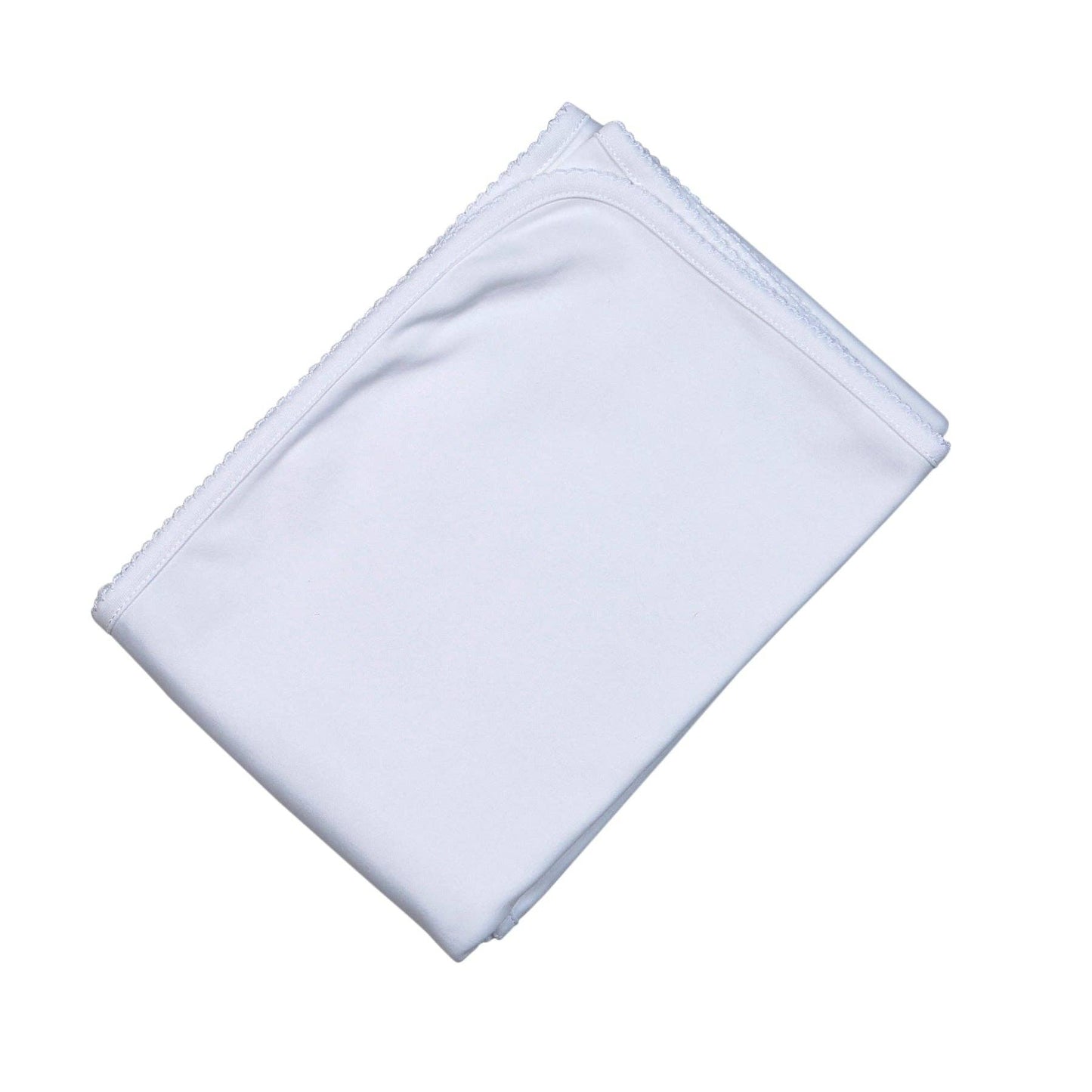 WKW-016 WHITE PIMA RECEIVING BLANKET WHITE TRIM