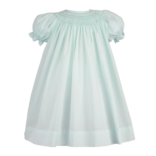 Petit Ami Bishop Smocked Daygown with Pearls-Mint