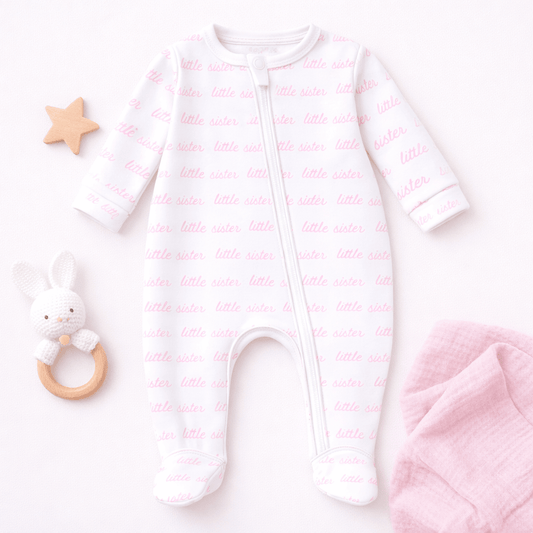 Magnolia Baby Little Sister Zip Footie – Baby Girl Pima Cotton Newborn Outfit