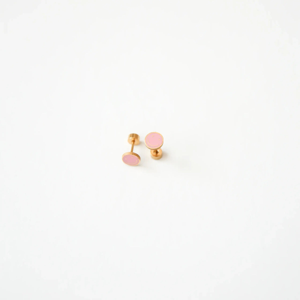 Pip Pop Post Smile Stud Earrings - Hypoallergenic, Flat Back, Girl Gift