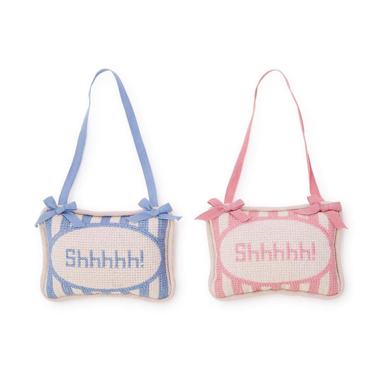 Two's Company Shhhhh! Embroidered Pillow Door Hanger Décor