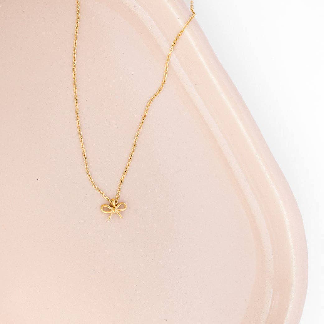 Pip Pop Post Bow Pendant Necklace - Hypoallergenic, Girl Gift