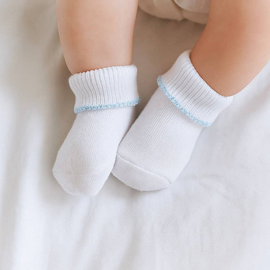 Magnolia Baby Solid Essentials White Blue Socks
