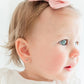 Girls Sterling Silver Pink Bow Screw Back Earrings for Kids