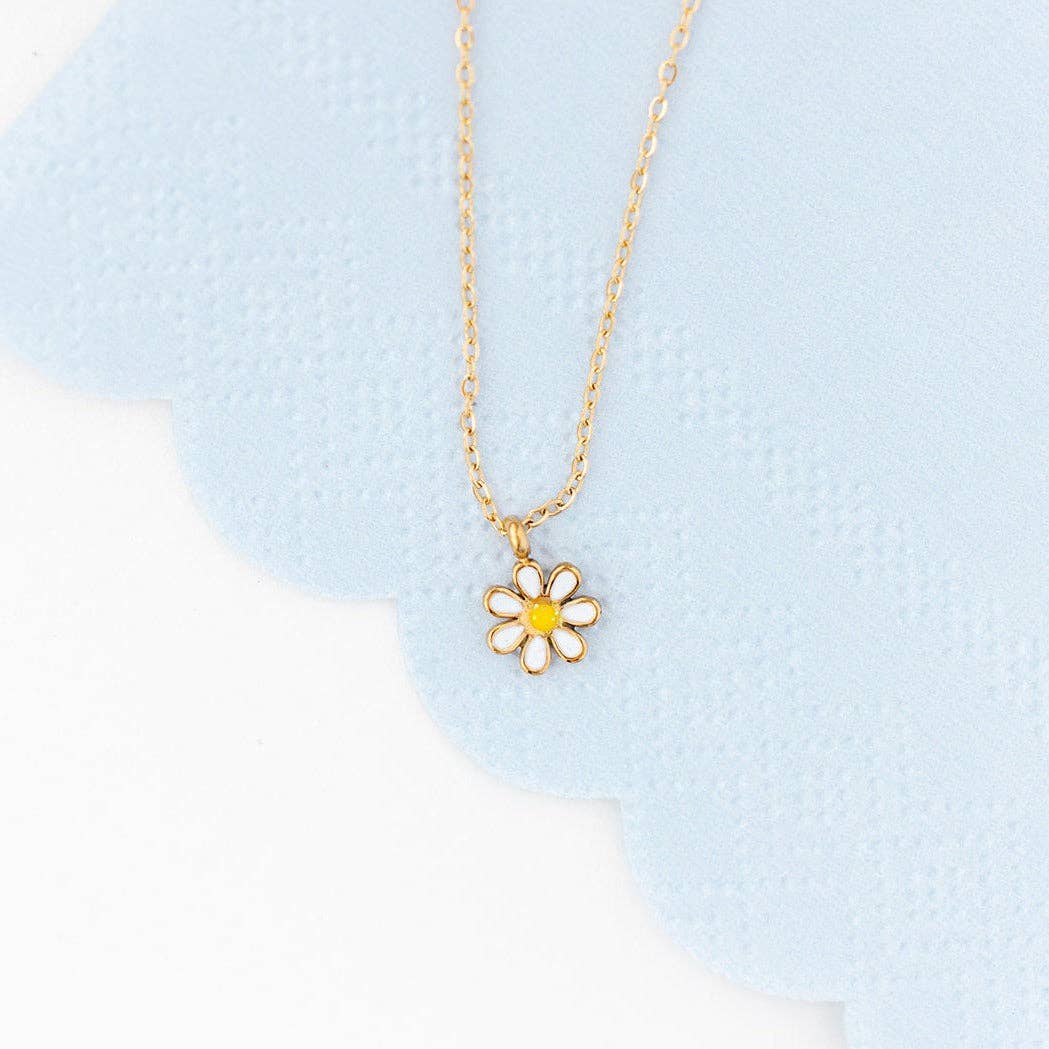 Pip Pop Post Daisy Pendant Necklace Earrings - Hypoallergenic, Girl Gift
