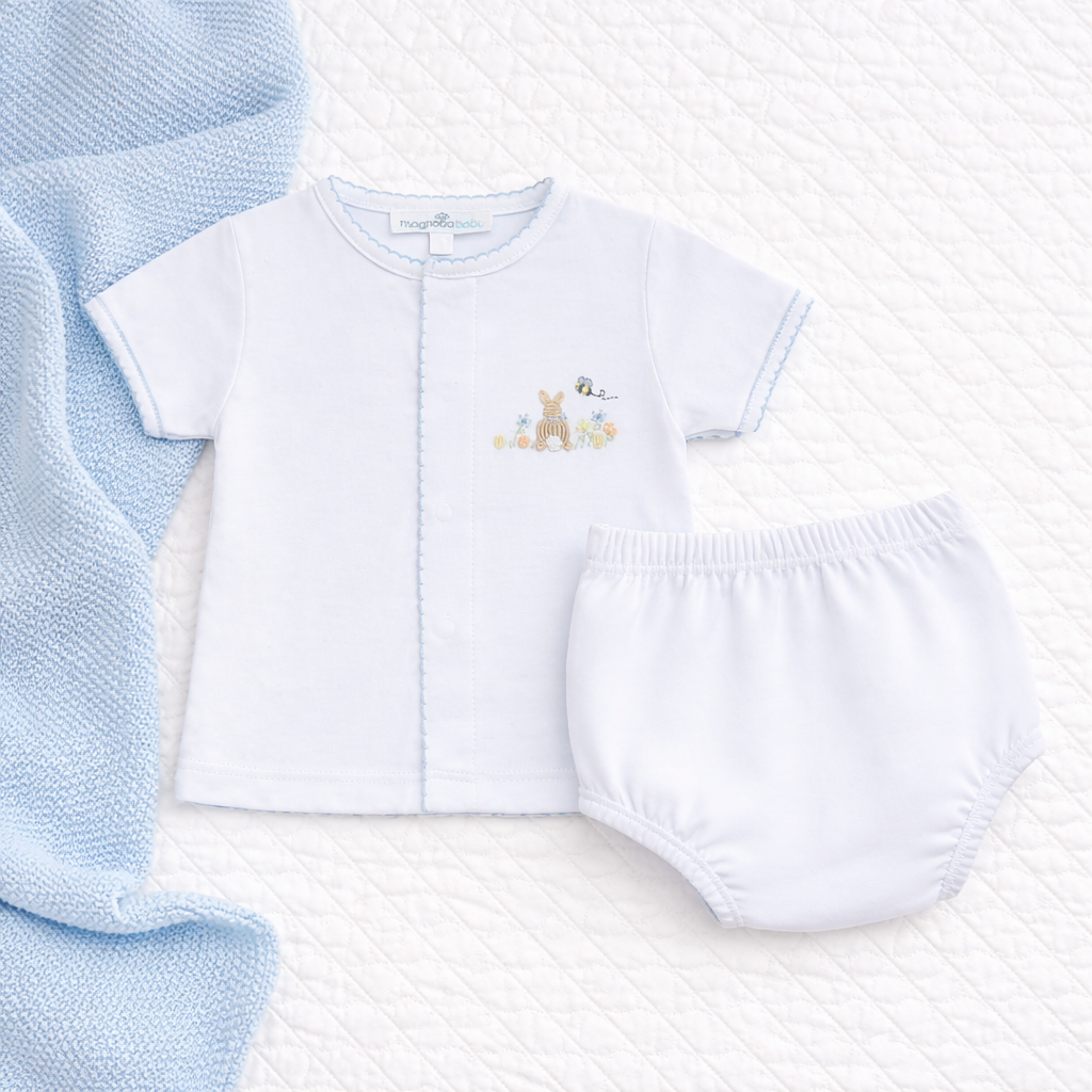 Magnolia Baby Bunny's Basket Diaper Cover Set - Light Blue