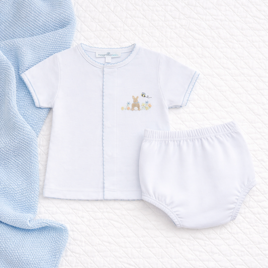 Magnolia Baby Bunny's Basket Diaper Cover Set - Light Blue
