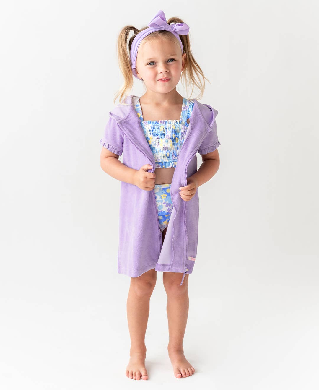 Rufflebutts Girls Lavender Terry Full-Zip Cover Up