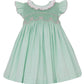 Anavini Harper Lt Green Mini Gingham Sleeveless Dress w/Pink Bows