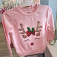 LuLu BeBe Ana Long Sleeve Light Pink Sequin Reindeer Top