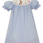 Anavini Smocked Peter Rabbit Blue Gingham Bishop with Insert