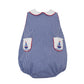 Anavini Sailboats Girl's Navy Gingham Sun Bubble with Pockets