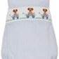 Anavini Blue Stripe Boy's Strap Bubble with Puppy Smocking
