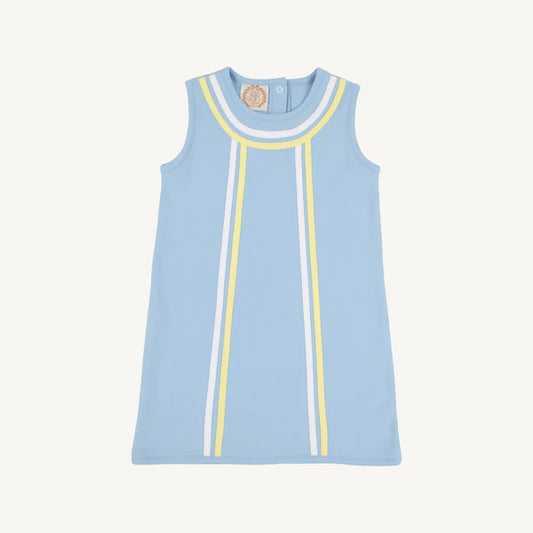 Beaufort Bonnet Annie Apron Dress--Beale Street Blue/Worth Ave White/Lake Worth Yellow