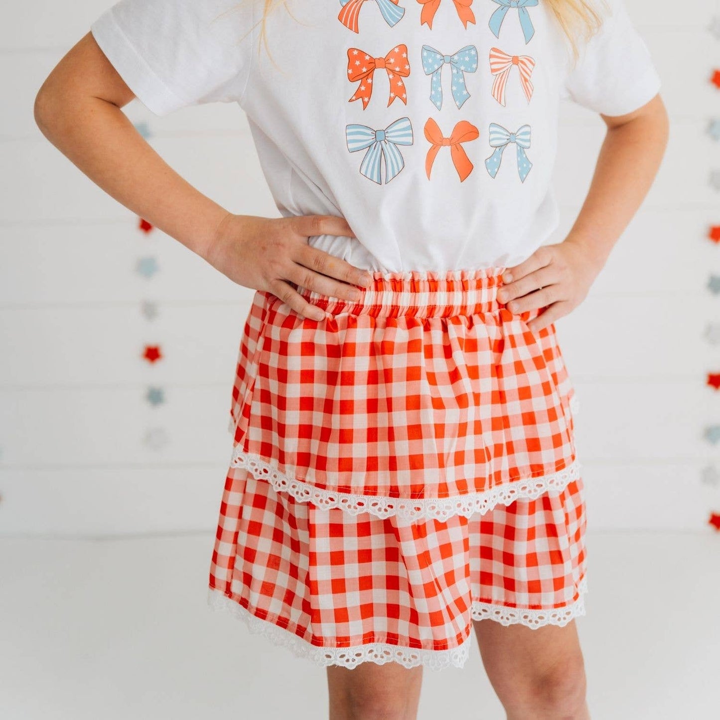 Sweet Wink Red Gingham Skort - Kids Clothing--Patriotic--Fourth of July