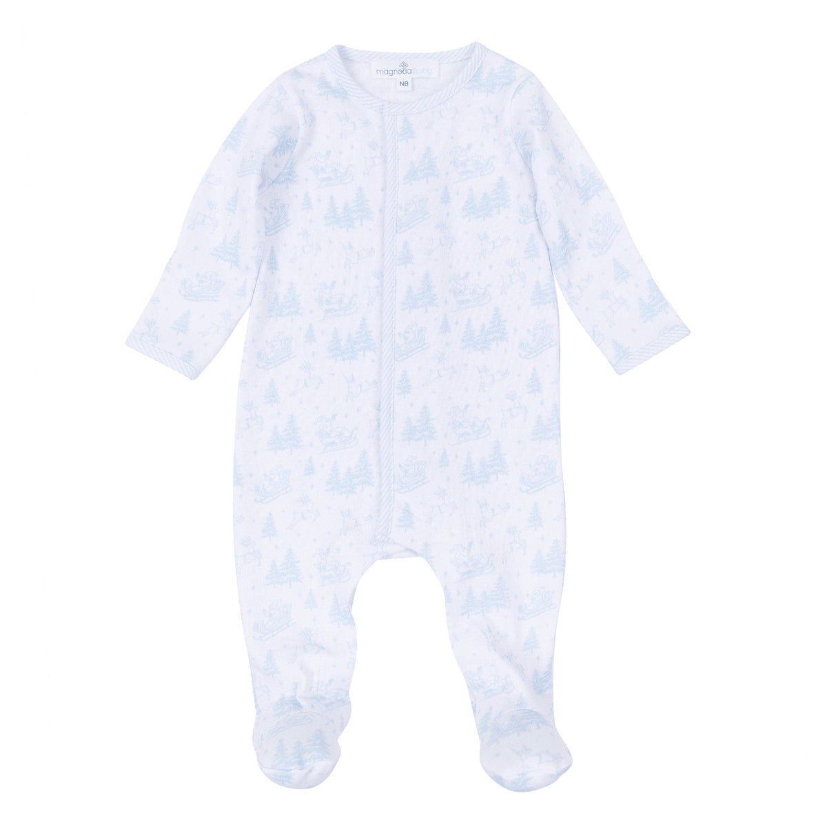 Magnolia Baby Holiday Toile Footie - Light Blue