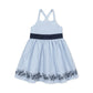 Hope and Henry Embroidered Sundress--Blue Seersucker