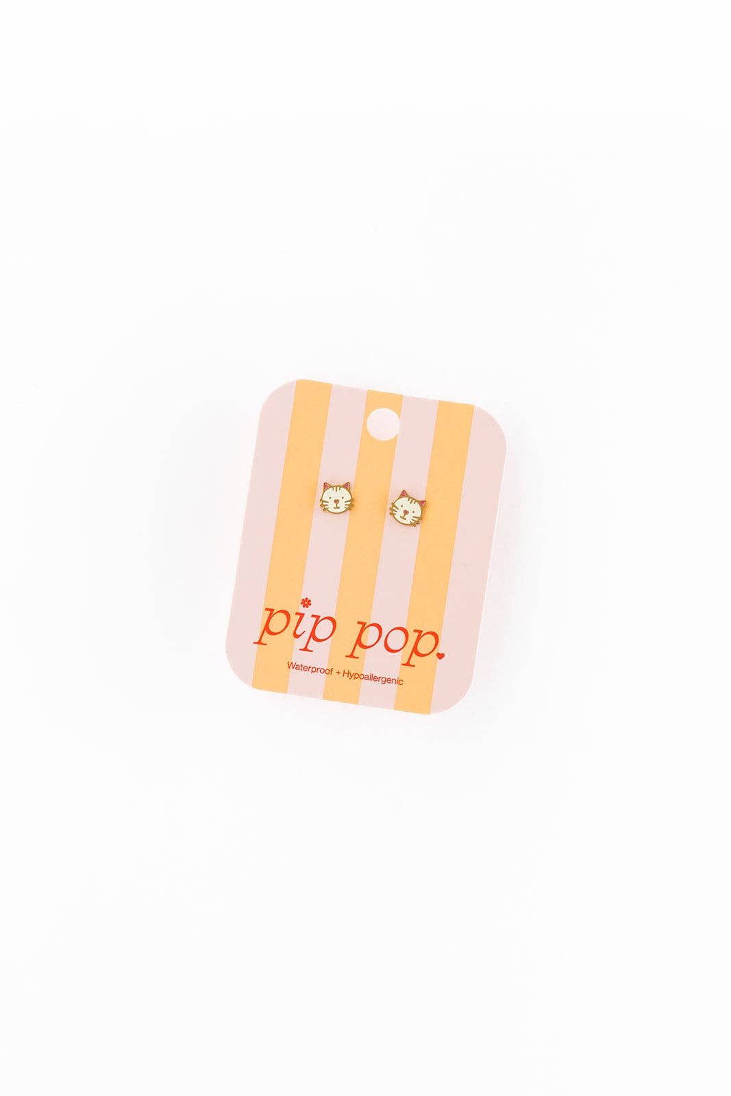 Pip Pop Post Cat Stud Earrings - Hypoallergenic, Flat Back, Girl Gift