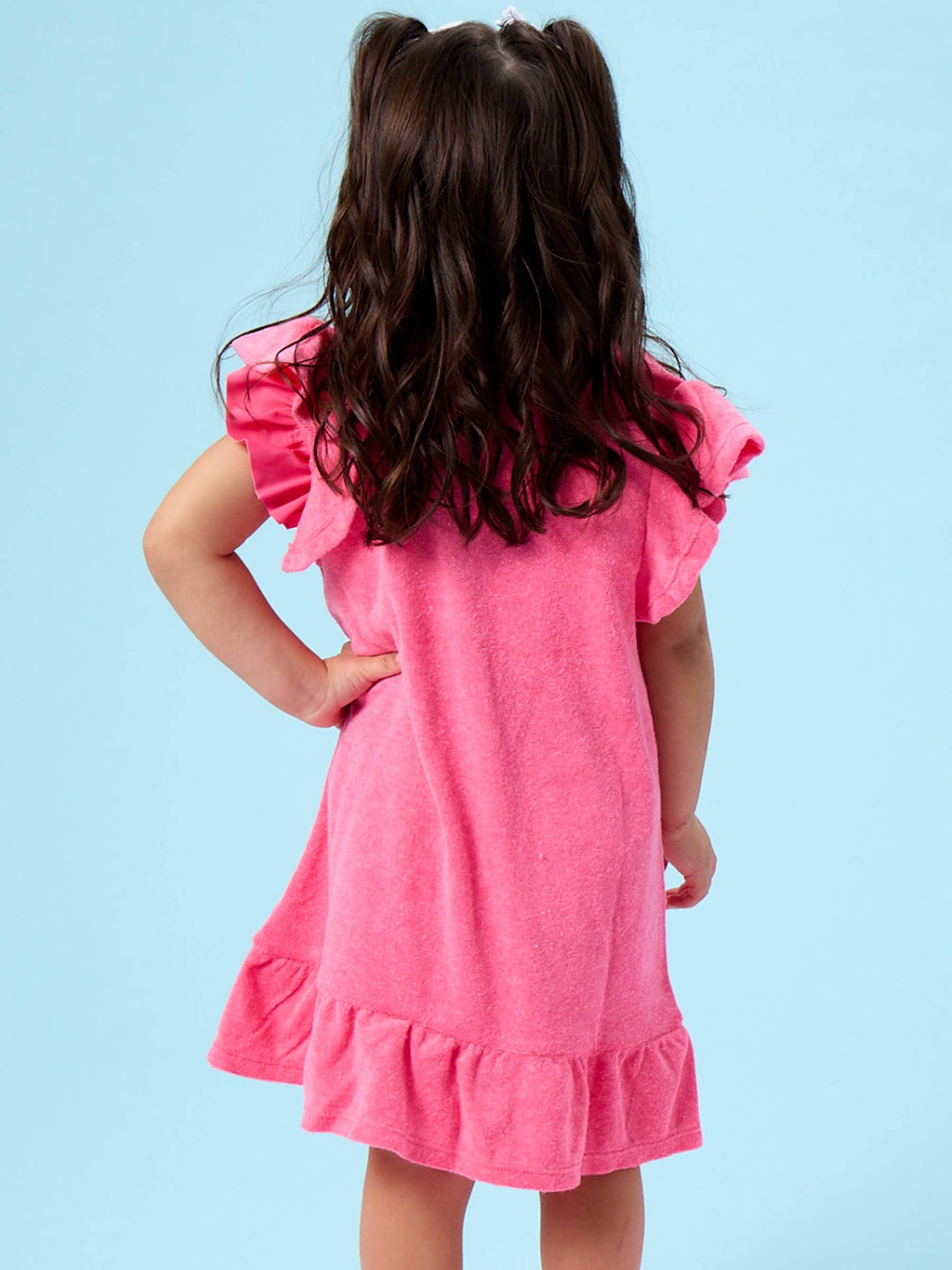 Rufflebutts Girls Hot Pink Terry Butterfly Sleeve Full Zip Cover-Up