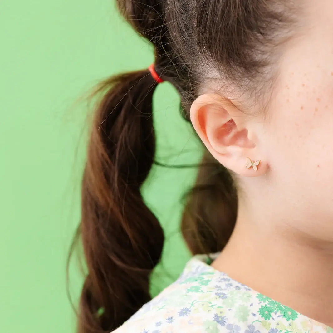 Pip Pop Post Enamel Butterfly Stud Earrings - Hypoallergenic, Flat Back