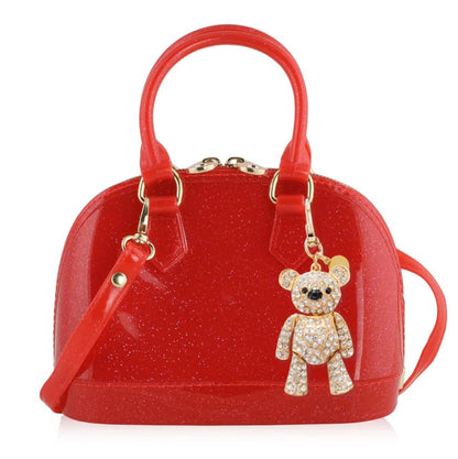 Carrying Kind Cate: Red Sparkle Crystal Teddy Purse