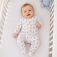 Magnolia Baby Sweet Golden Print Zip Footie - Light Blue