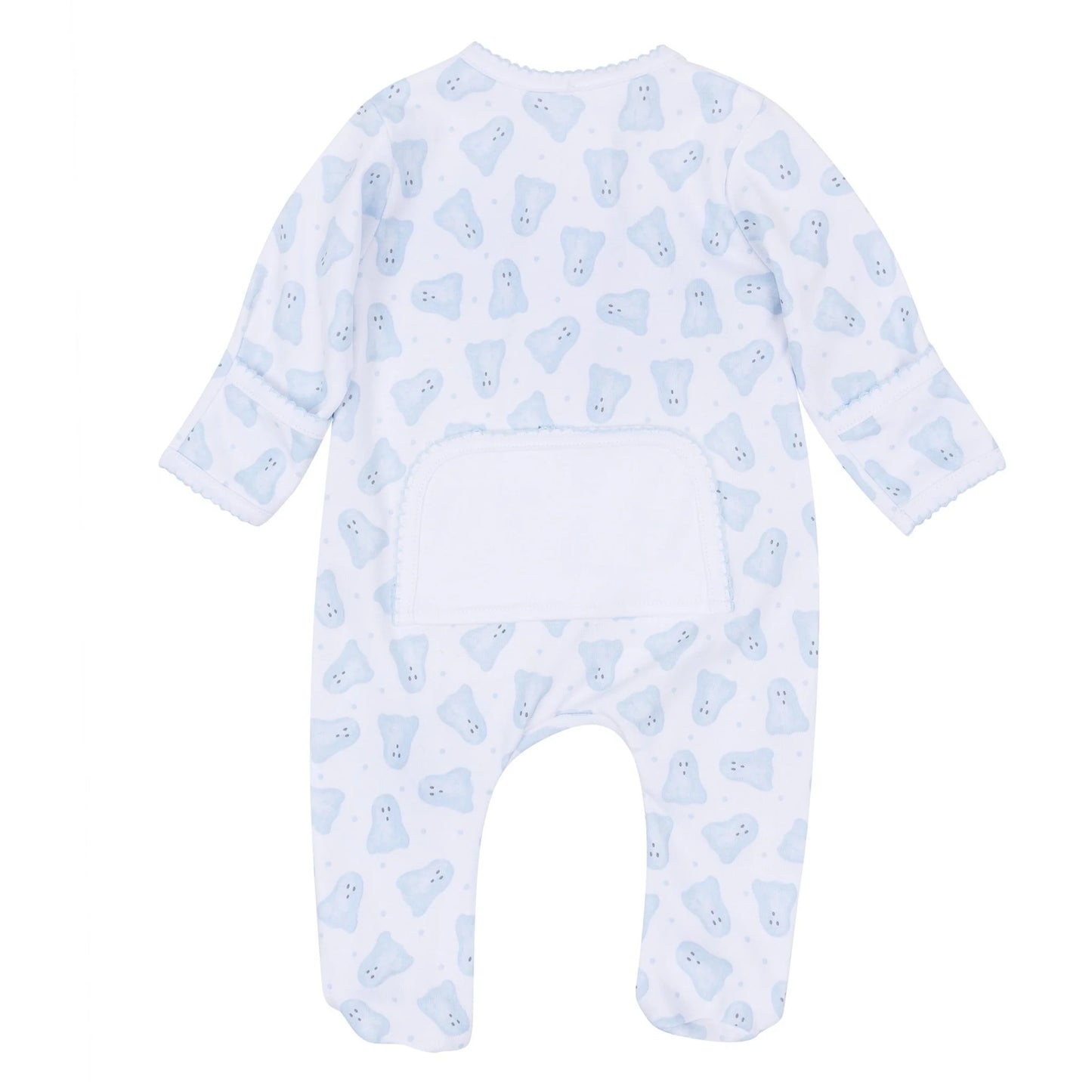 Magnolia Baby Baby Boo Print Zip Footie--Light Blue