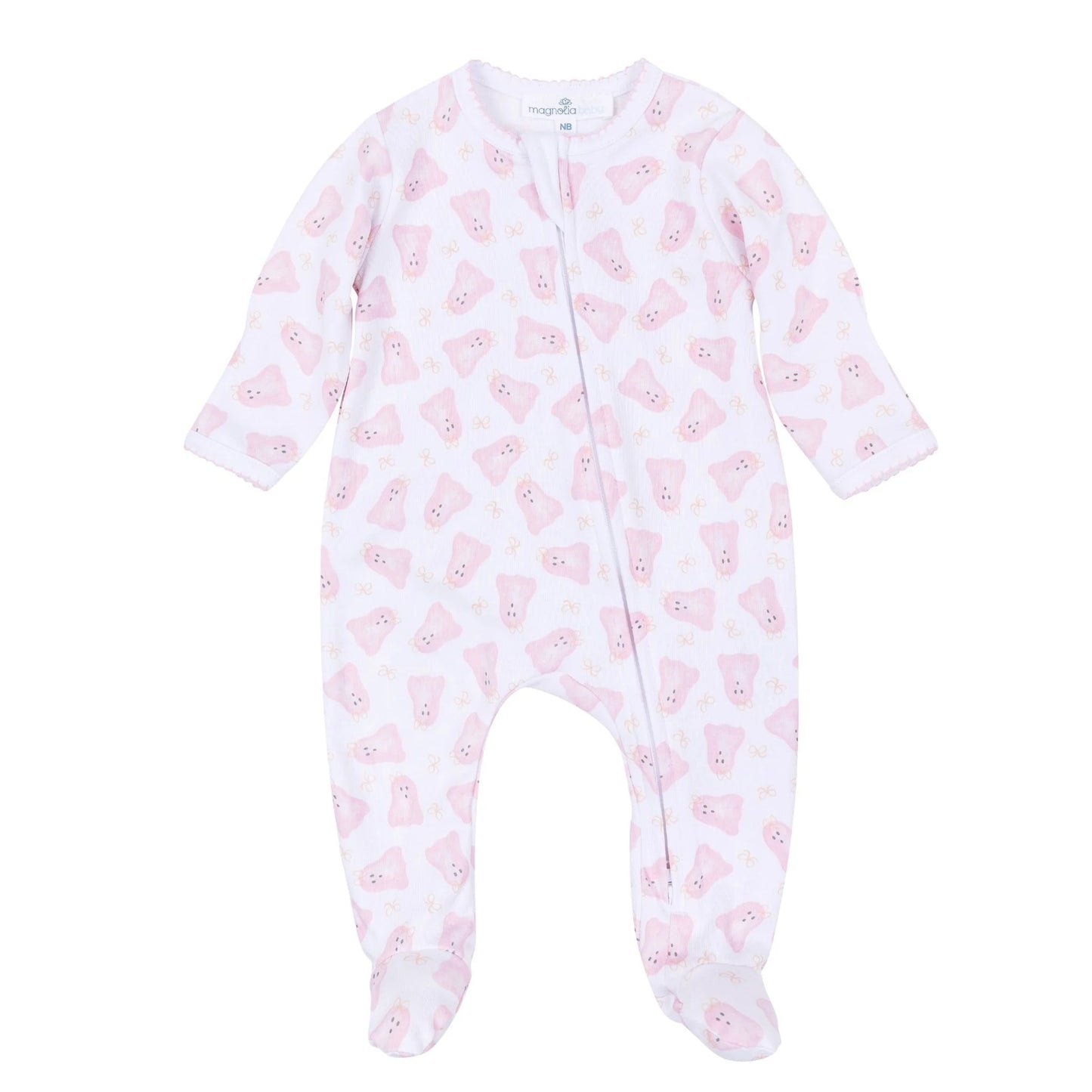 Magnolia Baby Baby Boo Print Zip Footie--Pink