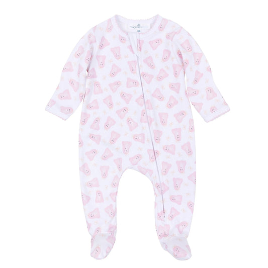 Magnolia Baby Baby Boo Print Zip Footie--Pink
