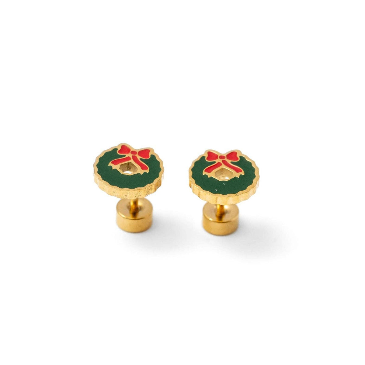 Pip Pop Post Wreath Stud Earrings - Hypoallergenic, Flat Back, Girl Gift