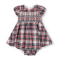 Hope and Henry Smocked Puff Sleeve Dress--Holiday Tartan