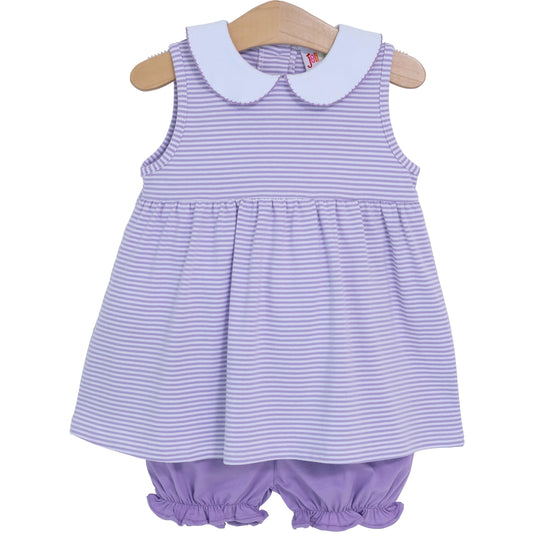 Jellybean by Smock Candy Charlotte Sleeveless Bloomer Set- Lavender Stripe