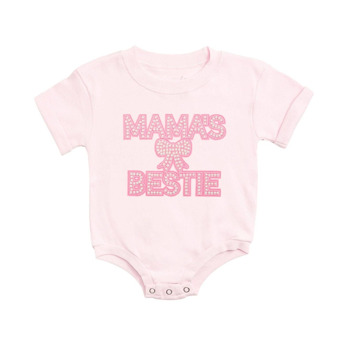 Sweet Wink Mama's Bestie Pearl Patch Short Sleeve Romper--Mother's Day