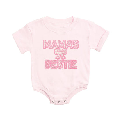 Sweet Wink Mama's Bestie Pearl Patch Short Sleeve Romper--Mother's Day