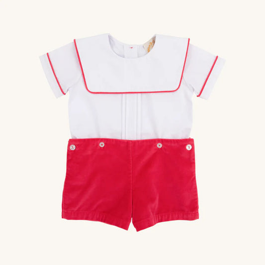 Beaufort Bonnet Beauregard Button-In Worth Avenue White with Richmond Red Velveteen