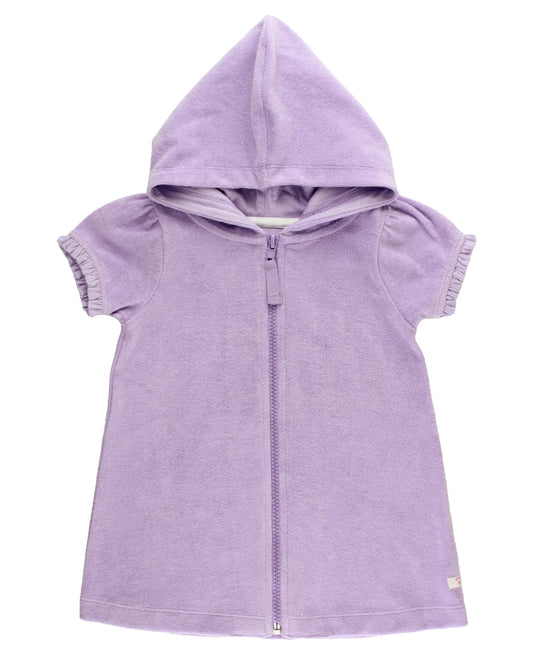 Rufflebutts Girls Lavender Terry Full-Zip Cover Up