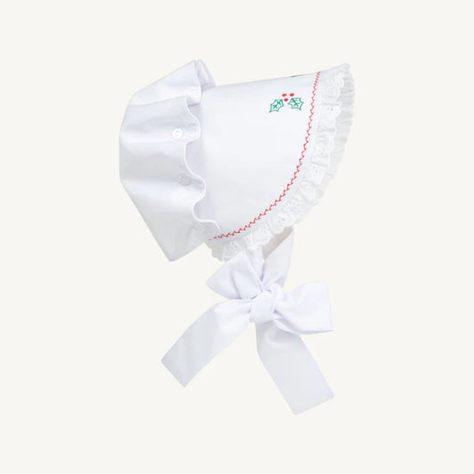 Beaufort Bonnet Bellefaire Bonnet Worth Avenue White with Holly Embroidery