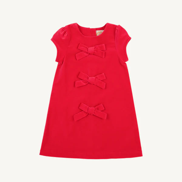Beaufort Bonnet Betts Bow Dress Velveteen--Richmond Red