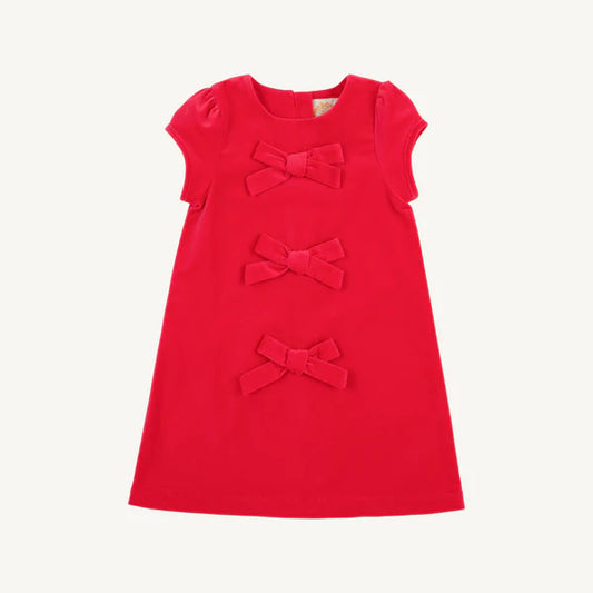Beaufort Bonnet Betts Bow Dress Velveteen--Richmond Red