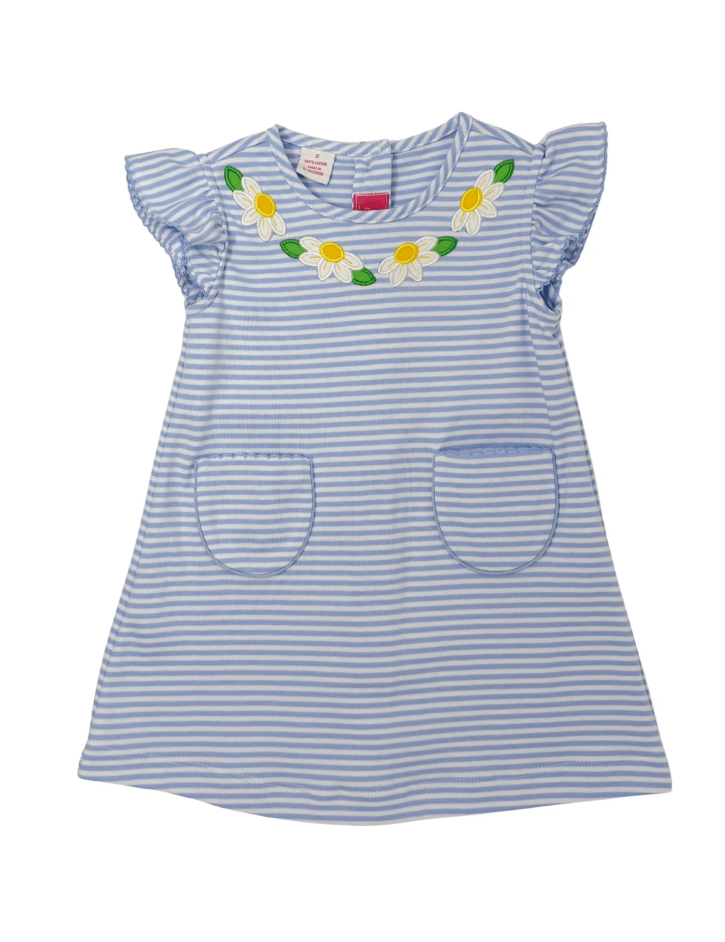 Claire and Charlie Daisies Blue Knit Stripe A-Line Dress