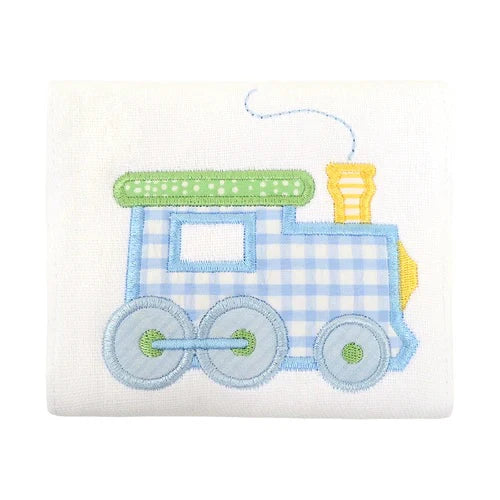3 Marthas Train Applique Burp