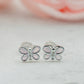 Sterling Silver Girls Screw-Back Pink Butterfly Earrings