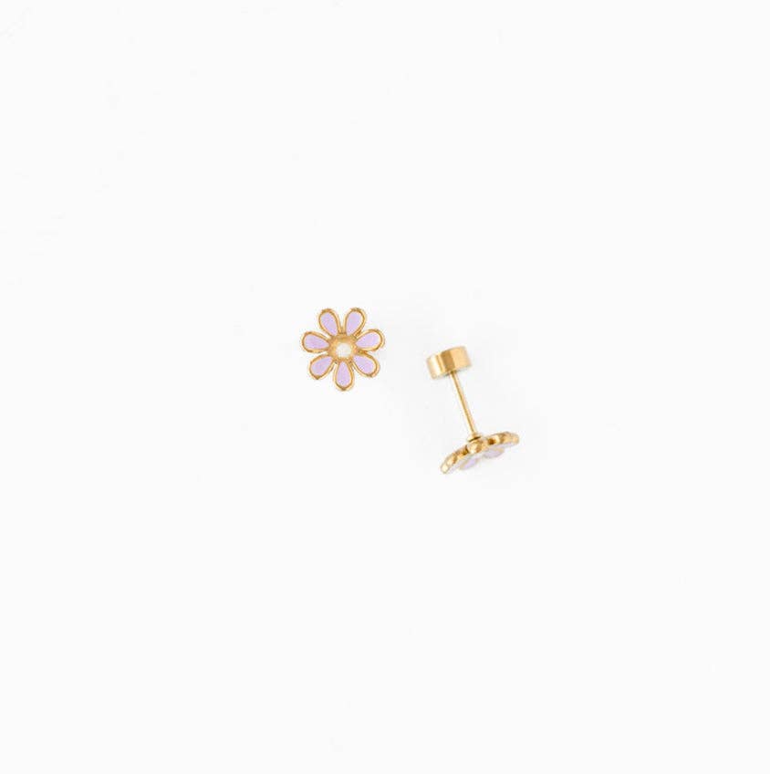 Pip Pop Post Daisy Stud Earrings - Hypoallergenic, Flat Back, Girl Gift