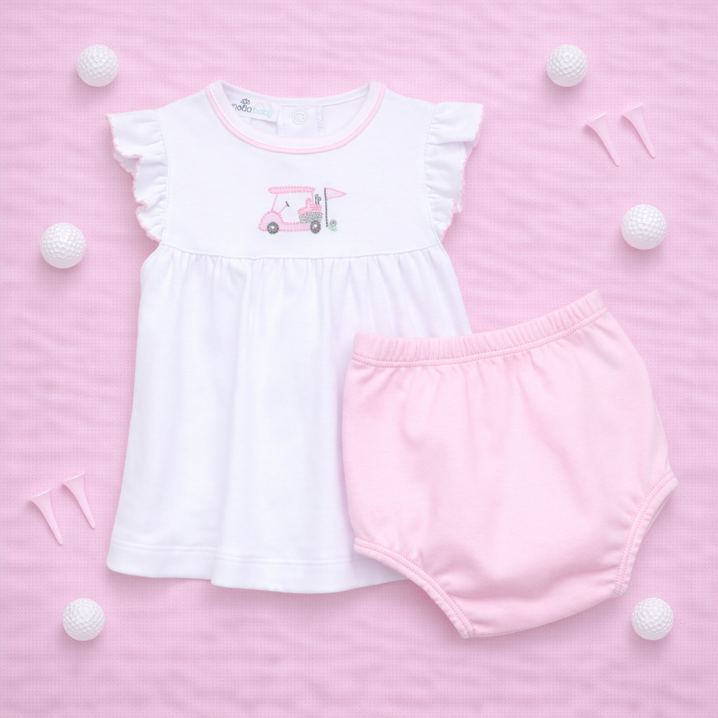 Magnolia Baby Little Golfer Ruffle Diaper Cover Set - Pink