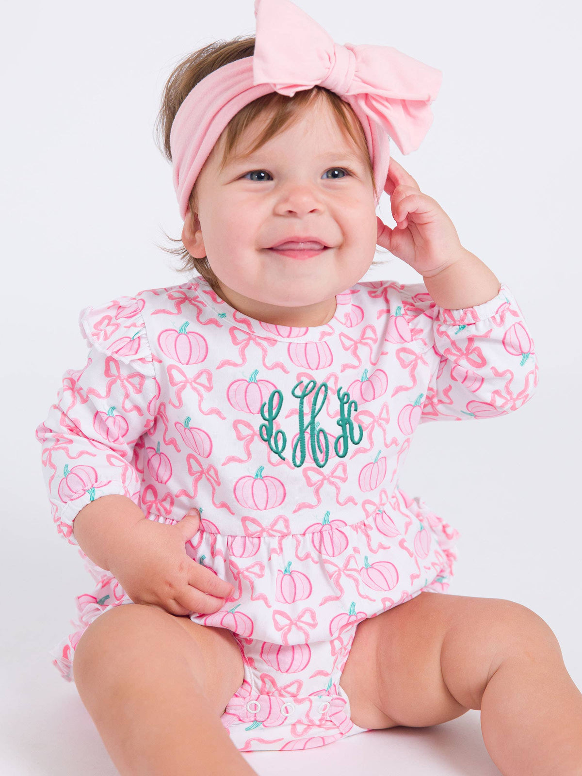 Rufflebutts Fairytale Pumpkins Knit Long Sleeve Flutter Bubble Romper