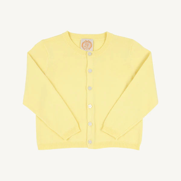 Beaufort Bonnet Cambridge Cardigan Flower Buttons--Lake Worth Yellow/Worth Ave White