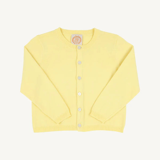 Beaufort Bonnet Cambridge Cardigan Flower Buttons--Lake Worth Yellow/Worth Ave White