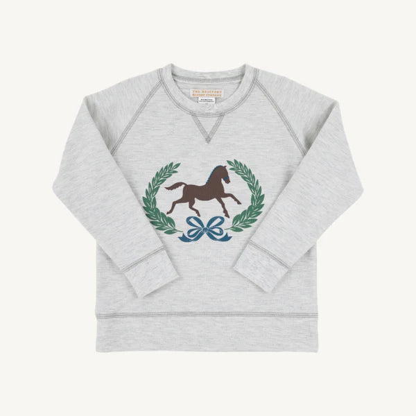 Beaufort Bonnet Cassidy Comfy Crewneck--Grantley Gray with Horse