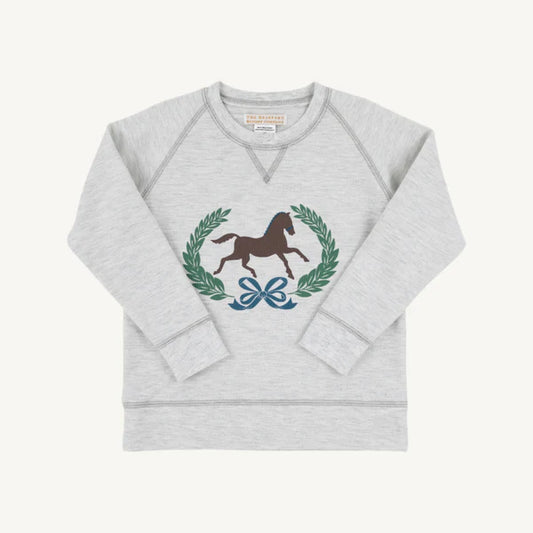 Beaufort Bonnet Cassidy Comfy Crewneck--Grantley Gray with Horse